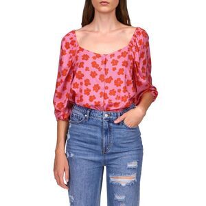 Sanctuary Daily Button-front Blouse In Cherry Kiss - XL